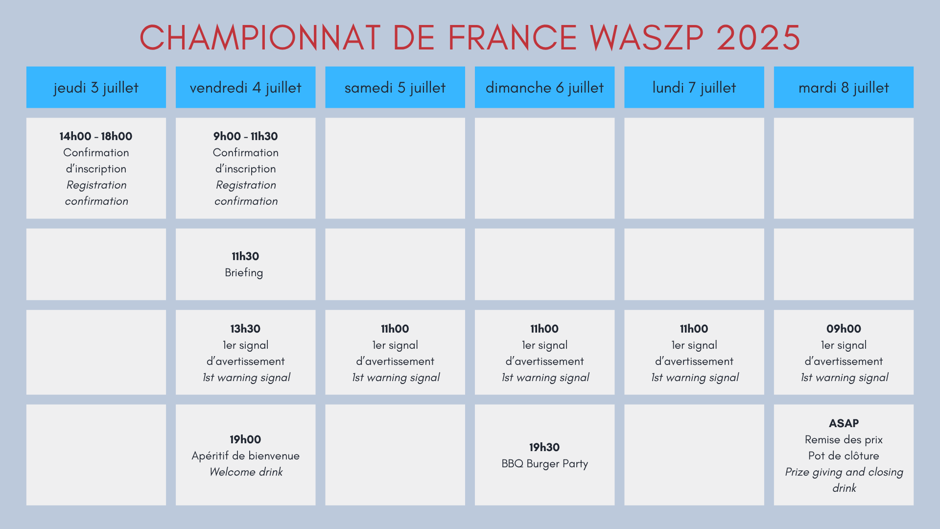 Programme France WASZP 2025